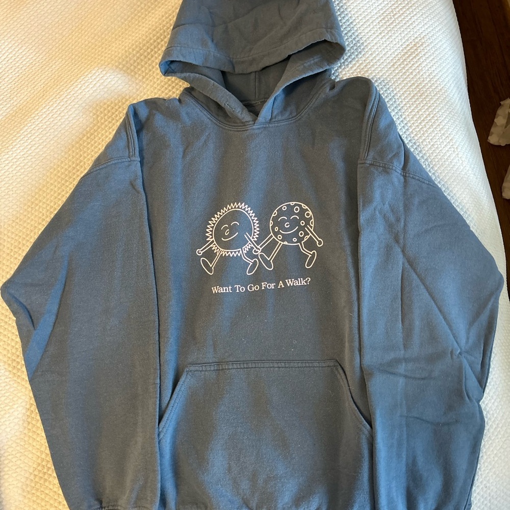 LONELY GHOST Blue Hoodie with Graphic Print